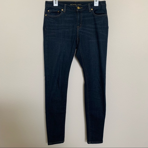 Michael Kors Dark Wash Izzy Skinny Midrise Jeans - Size 8 (EUC) - Picture 3 of 10